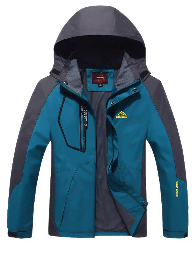 Blue Trekking Men's Waterproof Hiking Jacket with Hem Adjuster - SF0522, featuring windproof and thermal design for outdoor adventures.